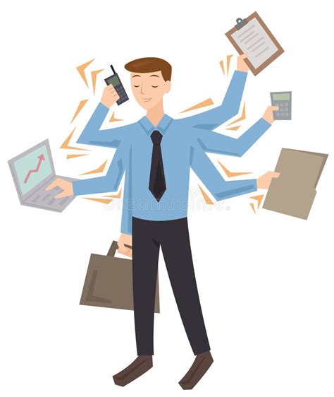 Busy Multitasking Man Stock Vector Illustration Of Calm 41676300