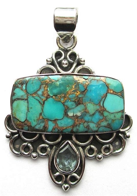 Blue Copper Turquoise Topaz Sterling Silver Etsy Blue And