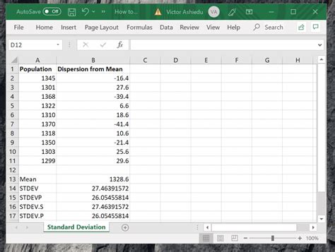 Standard Deviation Excel Ascsecaster