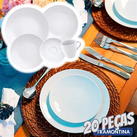 Aparelho De Jantar E Ch Pe As Tramontina De Porcelana Promoon