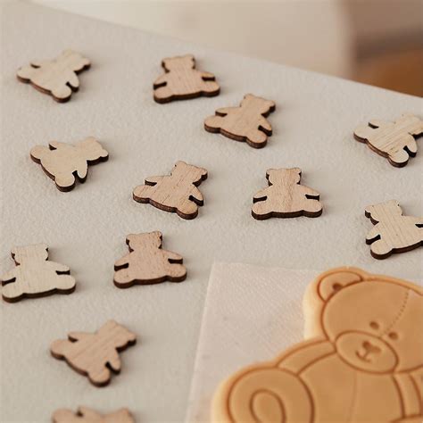 Wooden Baby Shower Table Scatters Teddy Bear Confetti Party