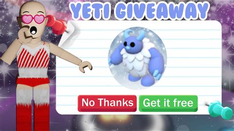 How To Get A Free Yeti In Adopt Me Giveaway Roblox Youtube