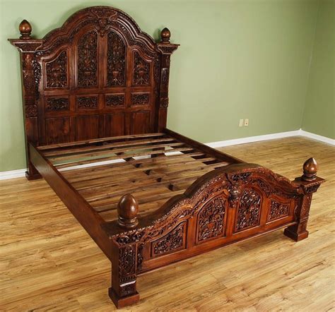 Hand Carved Out Of Teak Wood With Intricate Detailing And Accents