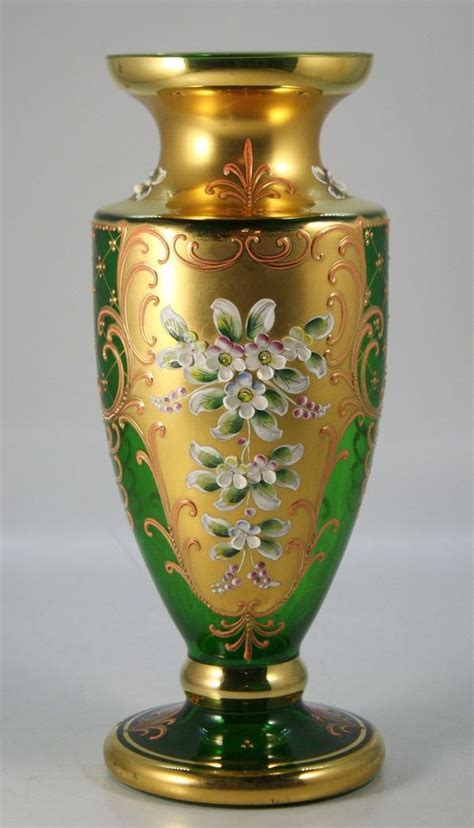 Venetian Enameled Glass Vase Vazolar Kristal Sanat