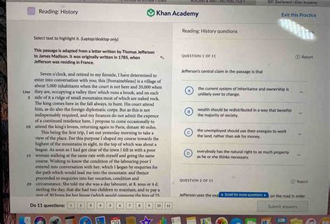 Solved SAT Gumbord Ixhum Azetemy Reading History Khan Academy Exit