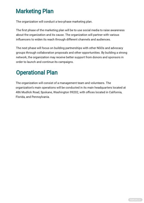 Nonprofit Business Plan Template Word