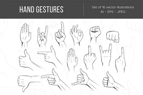 Hand Gestures Custom Designed Illustrations ~ Creative Market