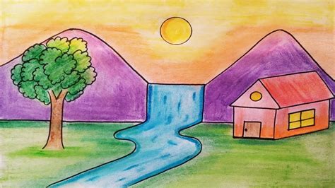 House Easy Landscape Color Pencil Drawing Salochain