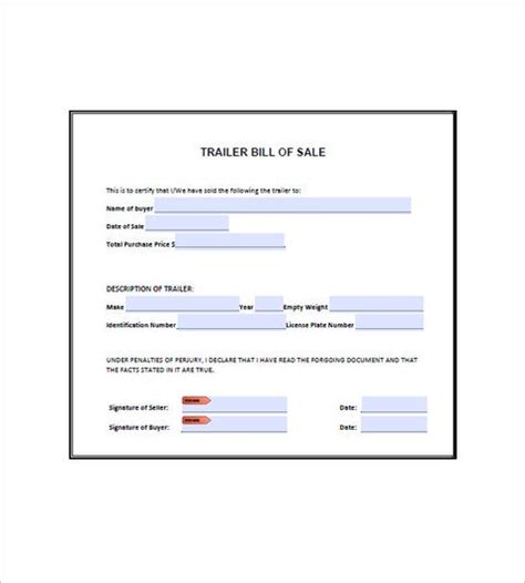 Trailer Bill Of Sale 8 Free Word Excel Pdf Format Download Free