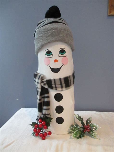 This Happy Snowman Log Is Newly Handcrafted And Hand Painted And Is Made Entirely Of Tree Logs