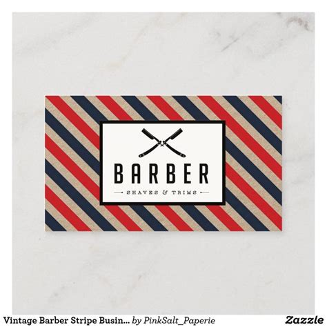 Vintage Barber Stripe Business Card In 2021 Printing