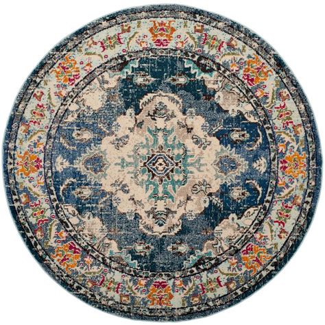 Our 7 & 8 foot round rugs are absolutely irresistible. Safavieh Monaco Navy/Light Blue 7 ft. x 7 ft. Round Area ...