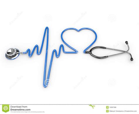 Stethoscope And A Silhouette Of The Heart And Ecg Stock