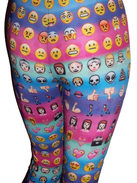 Youth Emoji Leggings On Colorful Background Girls Leggings Etsy