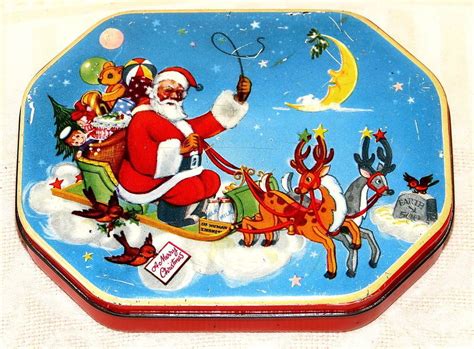 Details Over Fillerys Santa Christmas Toffee Candy Tin 1930s Toffee