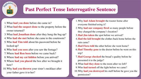 English Tivi Sentences Example In Past Perfect Tense Https