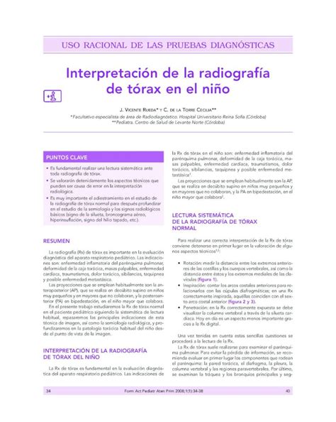 PDF Interpretación de la radiografía de tórax en el niño PDF