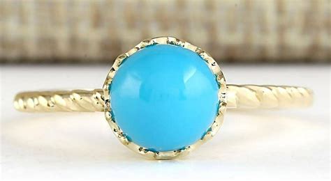 2 32ct Natural Turquoise Ring In 14k Solid Gold Arizona Etsy