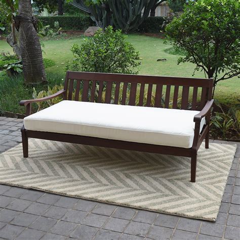 Alston Wood Outdoor Sofa Daybed With White Cushion