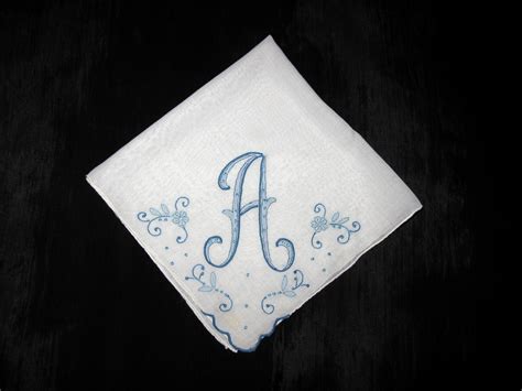 Embroidered M Hankerchief Initial Letter Hankie Vintage Womens Etsy