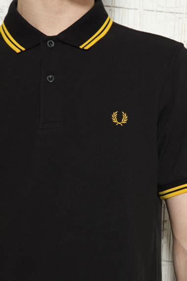 Fred Perry Black Yellow Twin Tip Polo Shirt In Black For Men Lyst