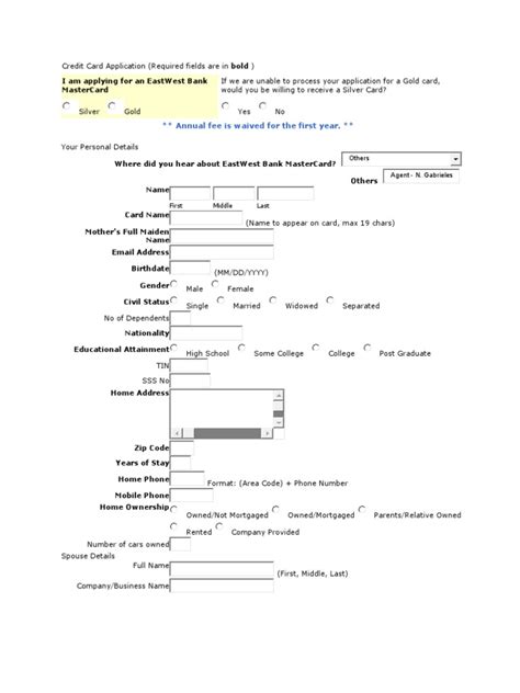 Hsbc card services reply paid 4263 sydney, nsw 2001. EastWest Bank Credit Card Application Form | Credit Card ...
