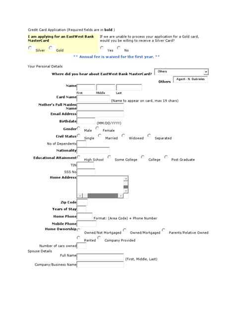 Credit cards that make shopping, dining and unwinding more enjoyable with discounts. EastWest Bank Credit Card Application Form | Credit Card | Self Employment