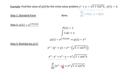 Linear Differential Equations Integrating Factor Youtube