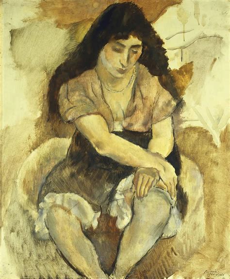 Seated Girl Painting By Jules Pascin