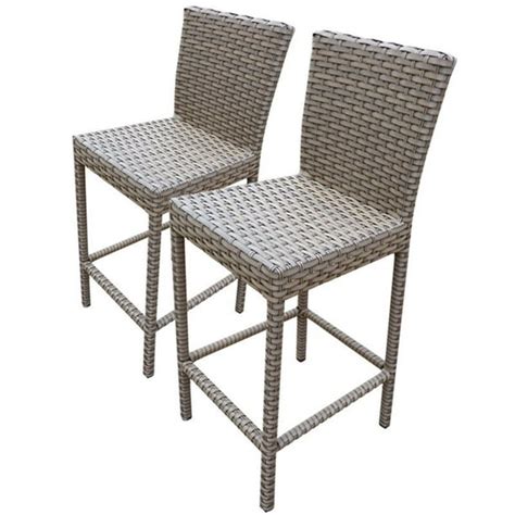 30 All Weather Wicker Patio Bar Stool In Gray Set Of 2