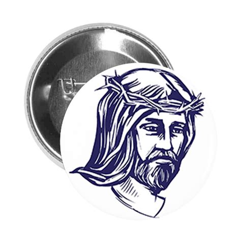 Round Pinback Button Pin Brooch Religious Christian Head Of Jesus Chri