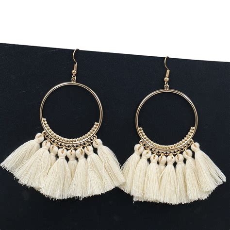Handmade Tassel Earrings For Women Ethnic Big Drop Earring Bohemia