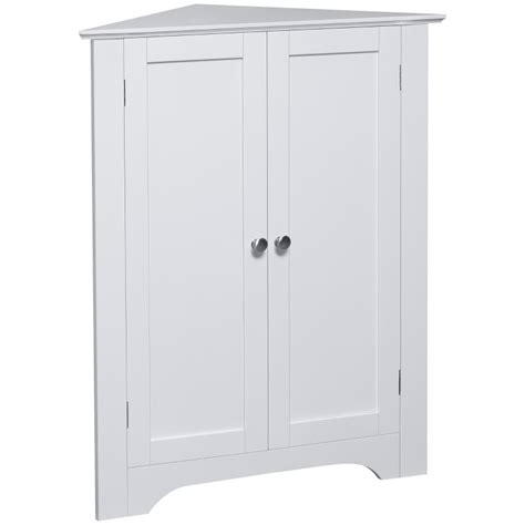 Kleankin Triangle Bathroom Cabinet Corner Bathroom Storage Unit White