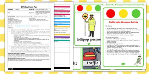 Traffic Light Movement Activity Eyfs Adult Input Plan And Resource Pack