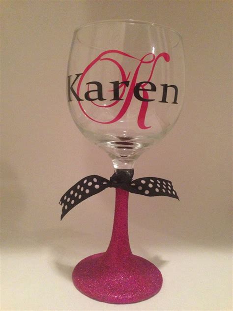 Personalized Glitter Stem Wine Glass Set Of By Chestnutandlime