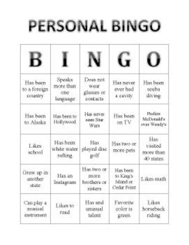 The games are also categorized to help you easily find the type of game you are looking for. Personal Bingo | Get to Kno... by Middle School Math ...
