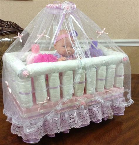 Extremely Cute Baby Girl Diaper Crib Cake Diaper Cakes Tutorial Baby