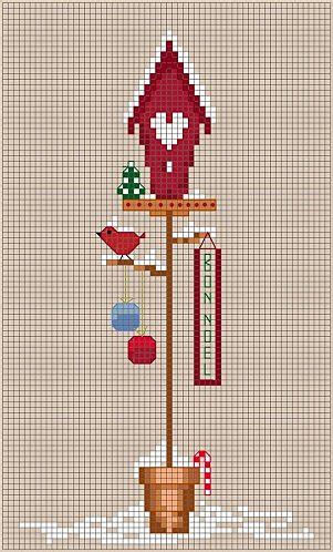 28 basic colors and blends of them palette: December Birdhouse - Cross-Stitch