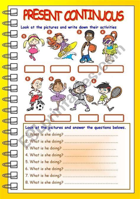 Present Continuous Exercises ESL Worksheet By Dynamic2011 English