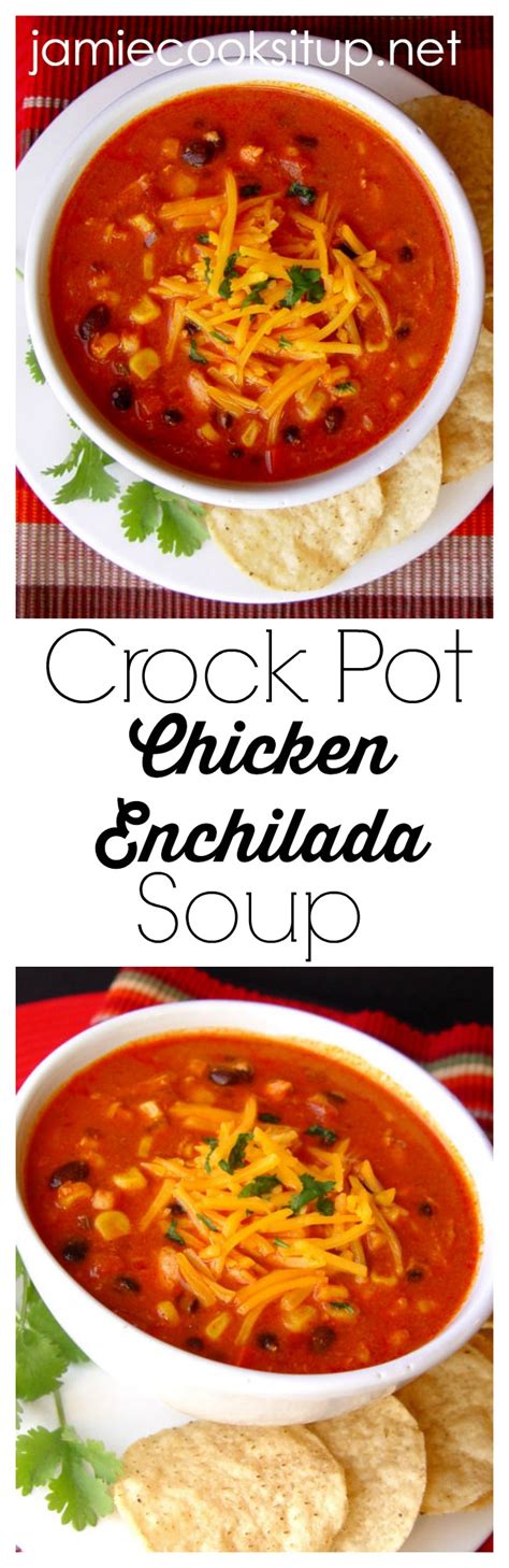 Try this super easy crock pot chicken enchilada casserole recipe. Chicken Enchilada Soup (Crock Pot)