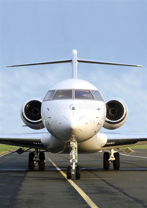Private Jet Plane Front View Bombardier Stock Photo Image Of Parked