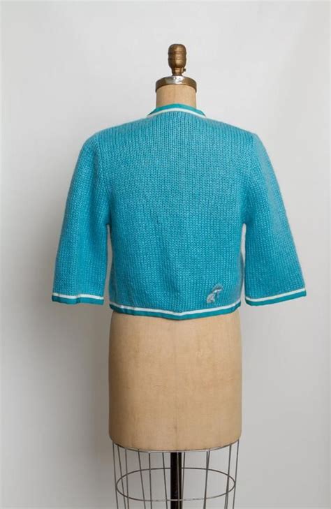 vintage 1960s cardigan sweater embroidered mushrooms etsy ribbon trim grosgrain ribbon suits