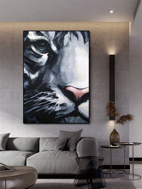 Original Tiger Oil Painting On Canvas Large Abstract Tiger Etsy