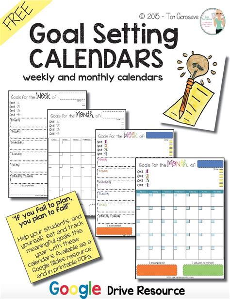 Use These Weekly And Monthly Goal Setting Calendars To Help Your