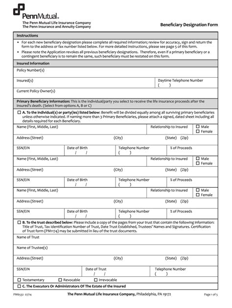 Penn Mutual Beneficiary Change Form Fill Out And Sign Online Dochub