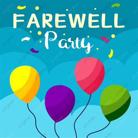 Farewell Party Card Template Celebration With Colorful Balloon