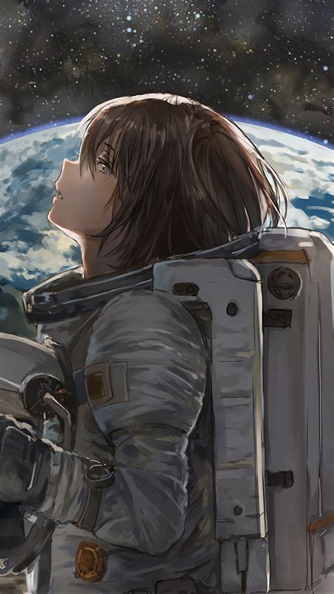 336760 Space Astronaut Anime Girl Earth Phone Hd Wallpapers