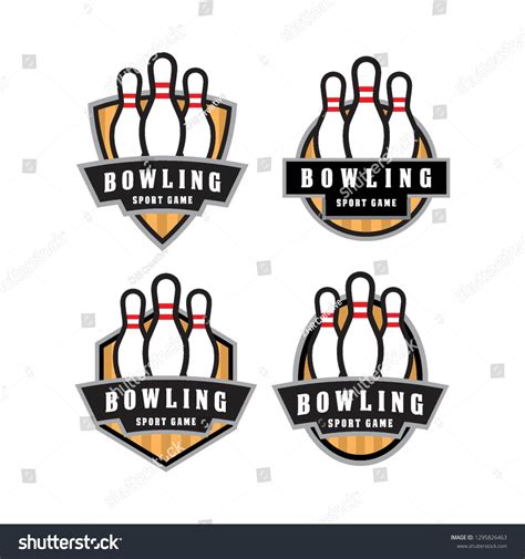 Bowling Pin Sport Game Emblem Badge Logo Icon Vector Template Set Pack