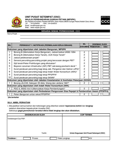 Satu salinan surat penyerahan milikan kosong. MPSPK 11 - Permohonan Sijil Perakuan Siap Dan Pematuhan (CCC)