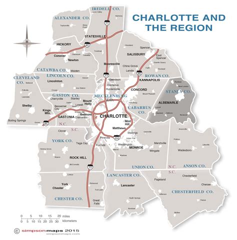 Map Of Charlotte Nc And Surrounding Area Charlotte Nc Map Of